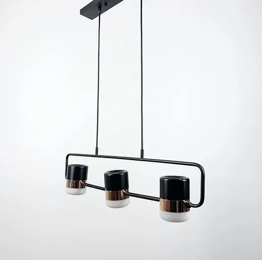 Підвісний світильник SEED на 3 плафони розміром 65х12 см | Арт. H 9805/3 BK | Line F - фото 6