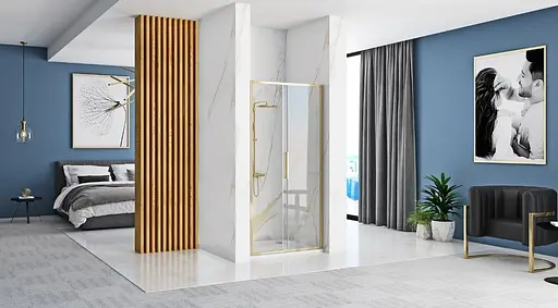 Душові двері Rea Rapid Slide 100 gold REA-K5611 - фото 5