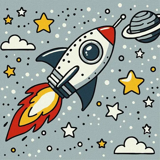 Картина по номерам "Космічна ракета" ©art_selena_ua KHO1229, 25х25 см