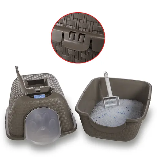 Закритий туалет для котів PRIVE' 41,8x50,5x39,6h, сіро-бежевий - фото 6