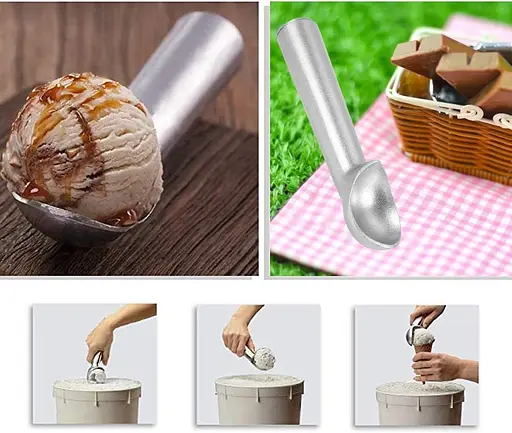 Ложка лита алюмінієва для морозива для морозива, бісквітного тіста, замороженого йогурту 18 см, Kitchen Master 85317 - фото 6