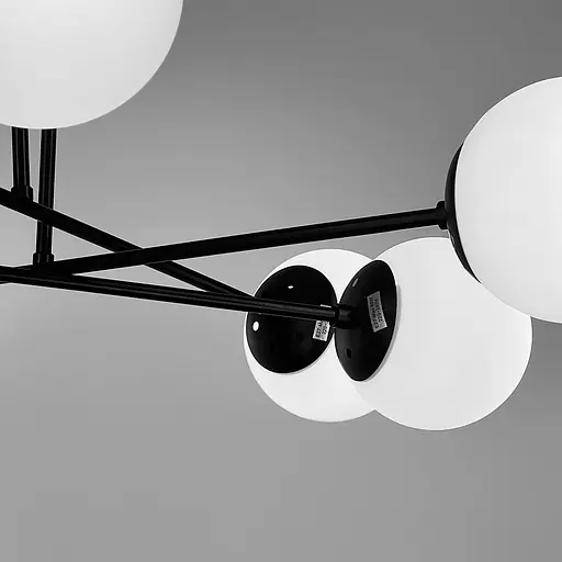 Люстра у чорному корпусі із 8-ма білими плафонами Ø 77 см | Line F | Арт. S7072/8 BK+WT - фото 4