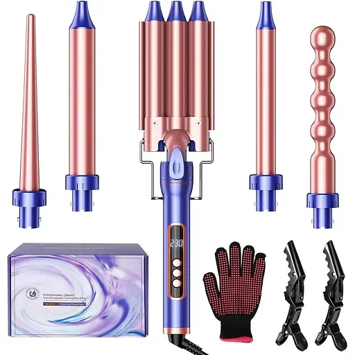 Набір для завивки волосся YIRISO 5 в 1 з 3 бочками, керамічні щипці для завивки 9-25 мм