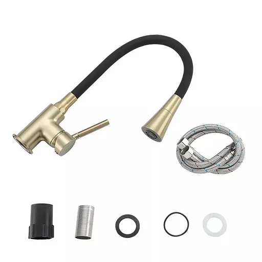 Смеситель для кухни Frap с гибким изливом аэратор 2 режима F4044-3 Золотой - фото 5