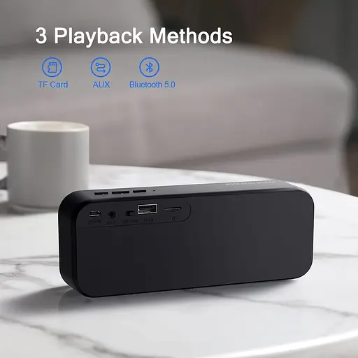 Портативна Bluetooth-колонка Mtool V6 зі стереозвуком і глибокими басами чорний - фото 4