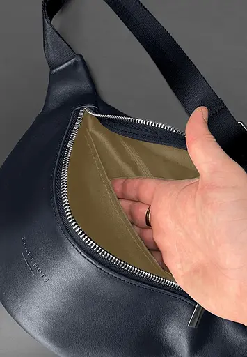 Шкіряна поясна сумка-бананка Kanny синя - фото 5