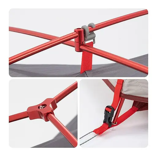 Намет Naturehike Star-River 2 Updated NH17T012-T 20D надлегкий двомісний  з футпринтом сіро-червоний - фото 3