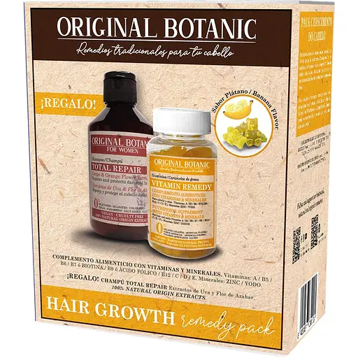 Набір для росту волосся Original Botanic: шампунь для пошкодженого волосся 250 мл + жувальні таблетки №60
