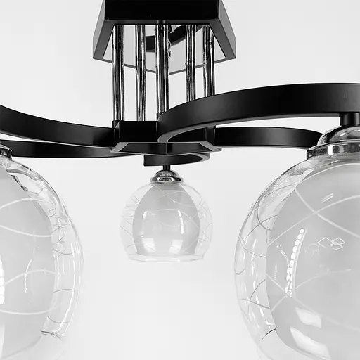 Стельова люстра в чорному корпусі на 5 подвійних плафонів Line.F 51098/5 - фото 2