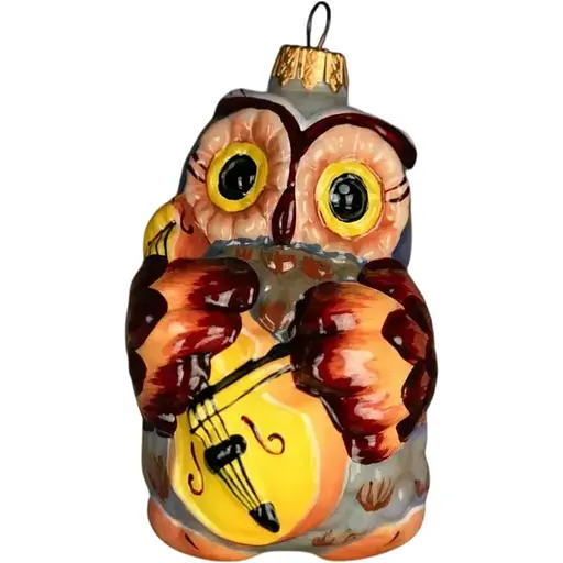 Ялинкова прикраса Різдвяні історії Сова з контрабасом скло (4820001084382)