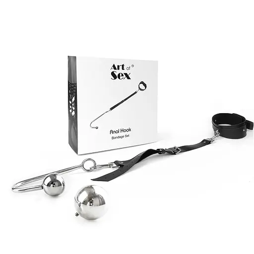 Анальный крюк 4 с ошейником из натуральной кожи Art of Sex - Anal hook, Черный - фото 2