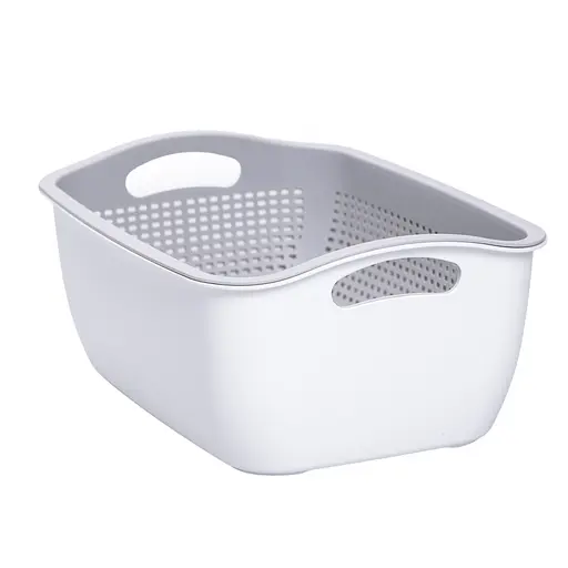Корзина для мытья овощей и фруктов Yiwu пластиковая 32х23х13 белая HP-45-5W - фото 4