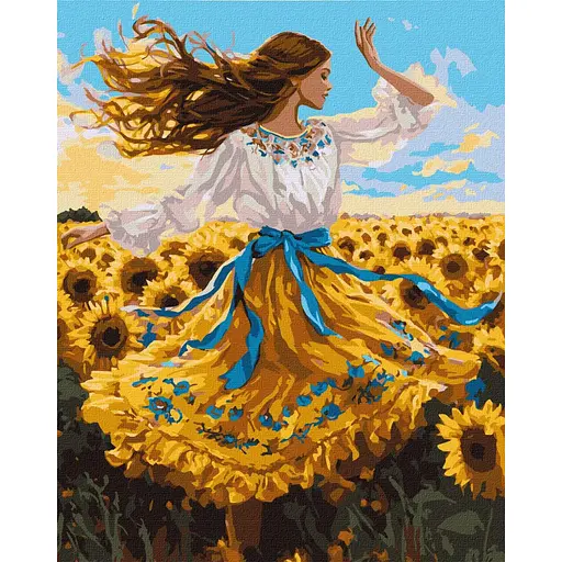 Набір для розпису по номерах Танець в соняхах, Ideyka, 40x50 см, КНО8488