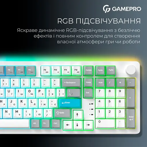 Клавіатура GamePro Asgard Drakkar Keychron Super Red Switch Wireless/Bluetooth/USB White бездротова (MK305WH) - фото 14