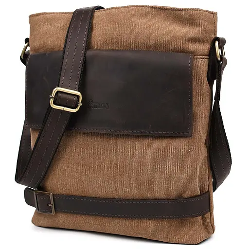 Чоловіча шкіряна сумка через плече TARWA 27х31х8 см sum0026667 - фото 3