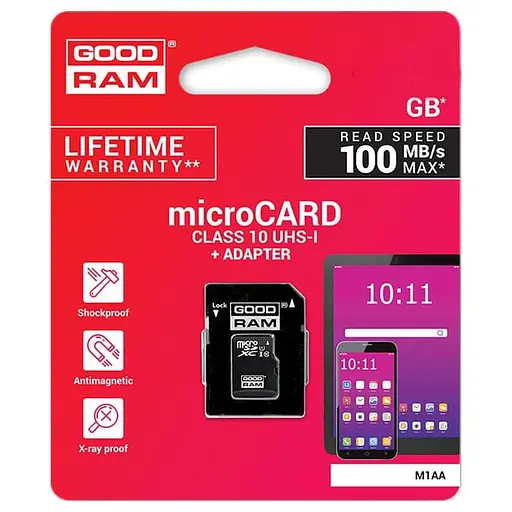Карта памяти GoodRam MicroSDXC 64GB UHS-I Class 10 + SD-adapter (M1AA-0640R12) - фото 2