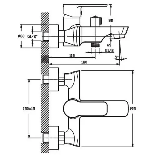 Змішувач для ванни Haiba HOUSTON 009 HB0775 - фото 2