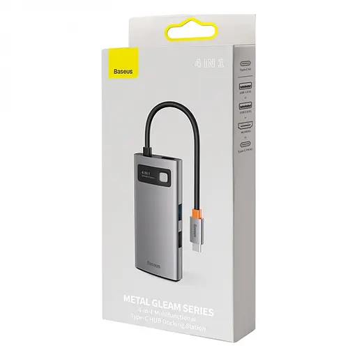 Usb Hub Baseus Metal Gleam Series 4-in-1 Multifunctional Type-C Серый (CAHub-CY0G) - фото 7