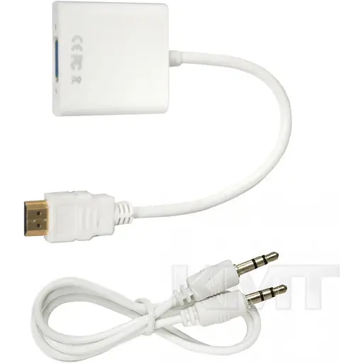 Перехідник 2E HDMI VGA + аудіовихід адаптер білий