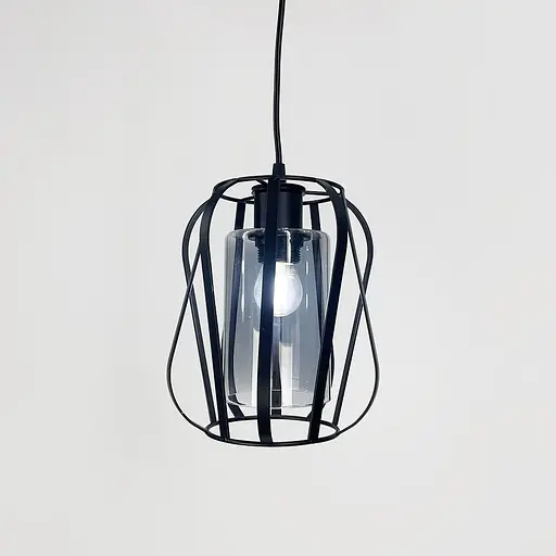 Підвісний чорний світильник з графітовим плафоном 22х18 см | Арт. 12699/1 BK+GR | Line F - фото 2