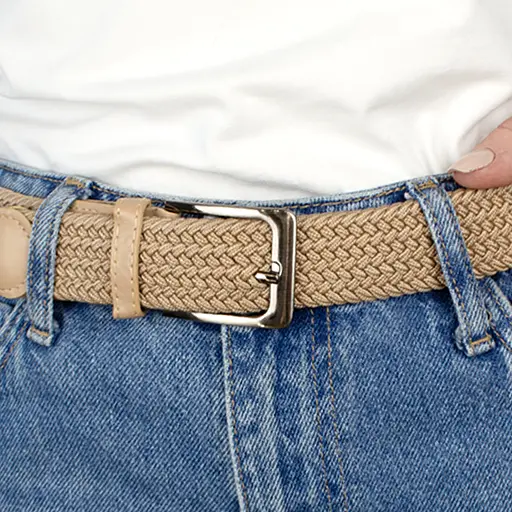 Ремень-резинка женский PS-35011 (105 см) песочный плетеный - фото 5