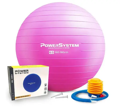 М'яч для фітнесу (фітбол) Power System PS-4012 Ø65 cm PRO Gymball Pink (4012PI-0) - фото 1