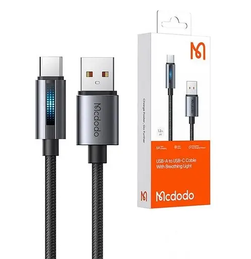Кабель Mcdodo USB-A to Type-C Cable With Breathing Light 1.2 м Чорний - фото 3