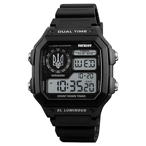 Наручний годинник чоловічий 010BKUASI Тризуб срібло Чорні + Коробка. Patriot acs0031023 - фото 6