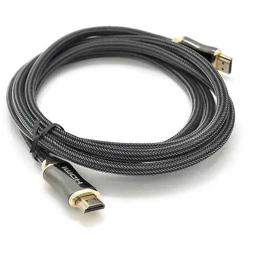 Кабель VEGGIEG HA-2 HDMI-HDMI 4K UHD, 2.0m, v2,0, OD-4.0mm, круглий, Black, коннектор Black-Metal, Пакет
