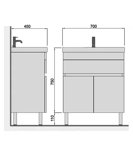 Тумба Мойдодир City White 70 з умивальником Cosmopolitan 70 Білий підлогова Білий - фото 2
