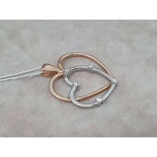 Золотая подвеска ЮЗ "Багет" Сердце с бриллиантами. 3041516 - фото 2