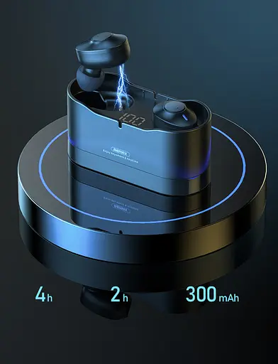 Бездротова Bluetooth стерео гарнітура Remax TWS-22 з кейсом Чорний - фото 10