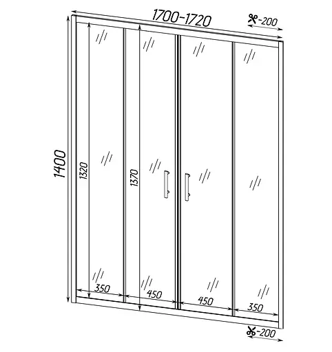 Шторка для ванной Bravo Brda 170FS (2уп.), матовый, хром матовый - фото 5