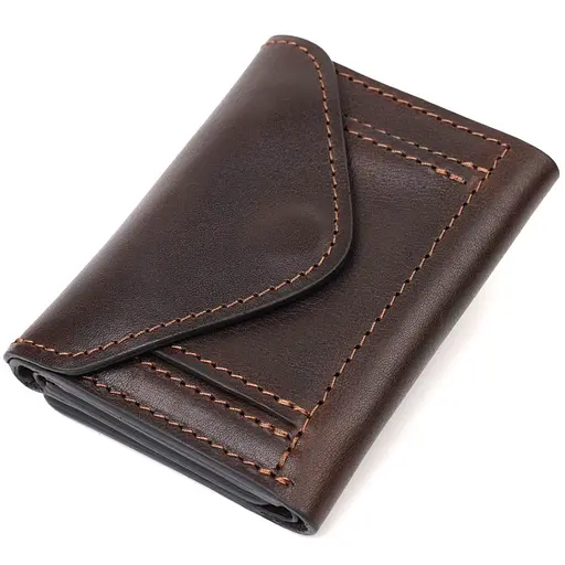 Шкіряний чоловічий гаманець Grande Pelle 8х10х1.5 см acs0027529 - фото 2
