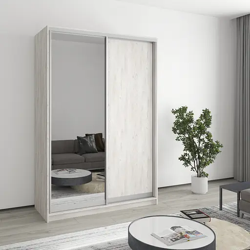 Шафа-купе дводверна MebelStar Стандарт AL ДСП/Дзеркало 140x60x210 см Аляска сірий (MBS-2454)