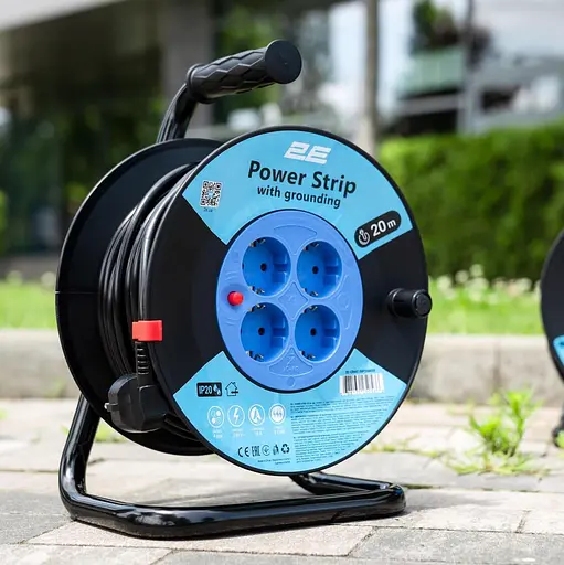 Сетевой фильтр 4XSchuko на катушке, IP20, 3G*1,5 мм, 20 м, черный (2E-CR4315IP20M20) - фото 5