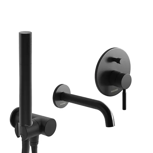 Смеситель для ванны Kohlman Roxin black + BOX скрытого монтажа KPL-QW210RBL Черный матовый - фото 1