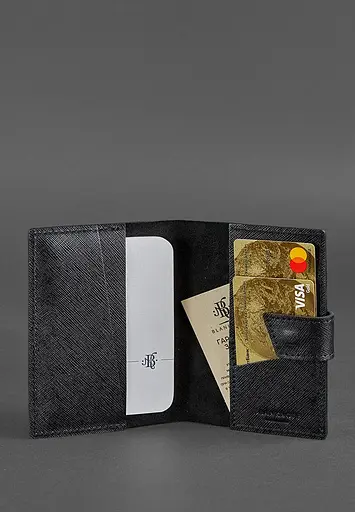 Шкіряна обкладинка для паспорта 4.0 чорна Blackwood - фото 3