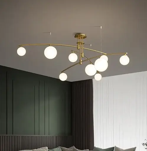 Светодиодная люстра Жемчужина 8818 (Золотистая) на 9 плафонов