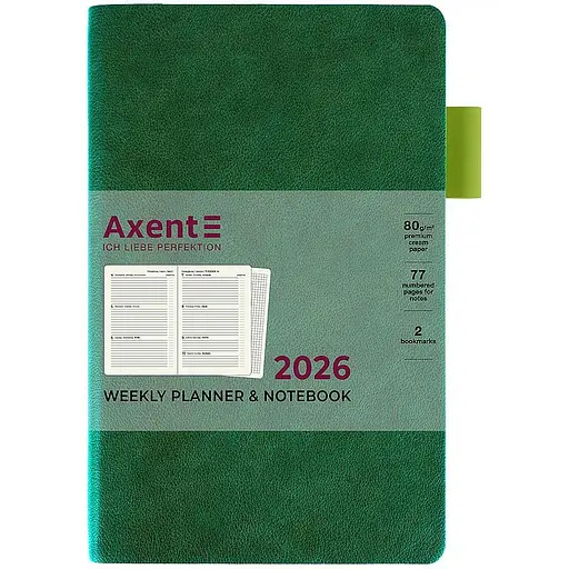 Еженедельник Axent 2026 Partner Soft Muse 125 x 195 мм зеленый (8527-26-2-A) - фото 2