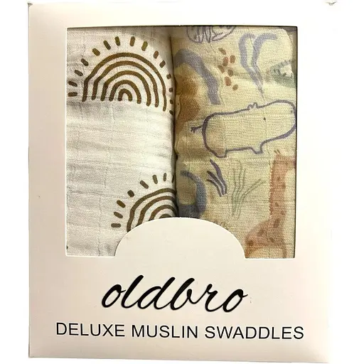 Набір муслінових дитячих пеленальних ковдр OldBro комплект з 2 шт. розмір 100х120 см sunny Jungle - фото 1