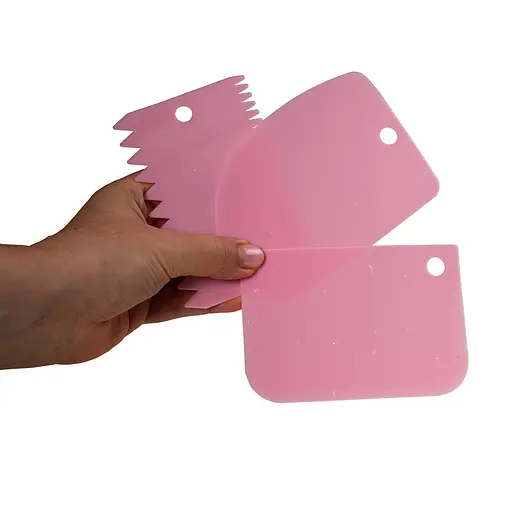 Набор кондитерских шпателей скребков для моделирования мастики и украшения тортов, кексов (3 штуки), Kitchen Master Розовый 84882 - фото 5