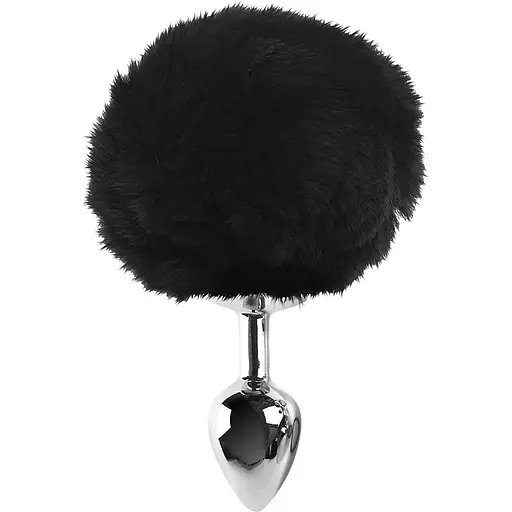 Металевий анальна пробка Art of Sex - Metal Butt Plug Rabbit Tail М, Чорний - фото 2