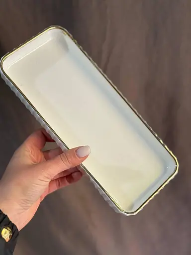 Керамическое блюдо 1566G для сервировки с декоративной подставкой 25х10 см - фото 4