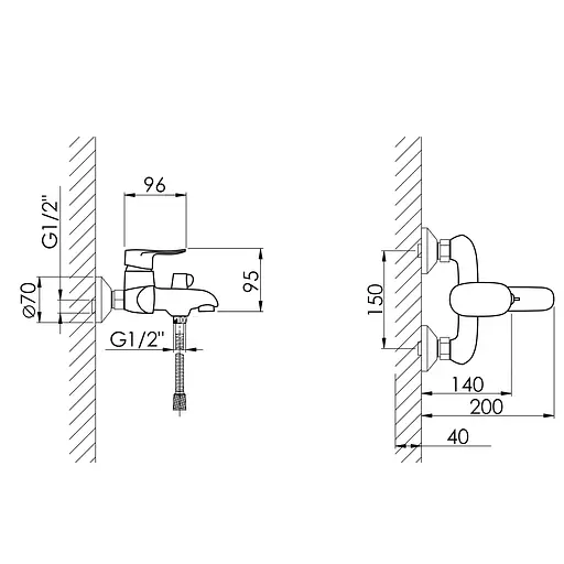 Змішувач для ванни Lidz Wieza 006 (з душовим гарнітуром) (k35) LDWIE006CRM45410 Chrome - фото 2