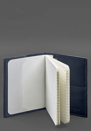 Кожаная обложка для военного билета с карманами 7.2 синий краст - фото 7