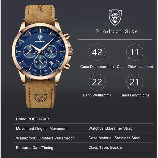 Мужские наручные часы Poedagar West - фото 5