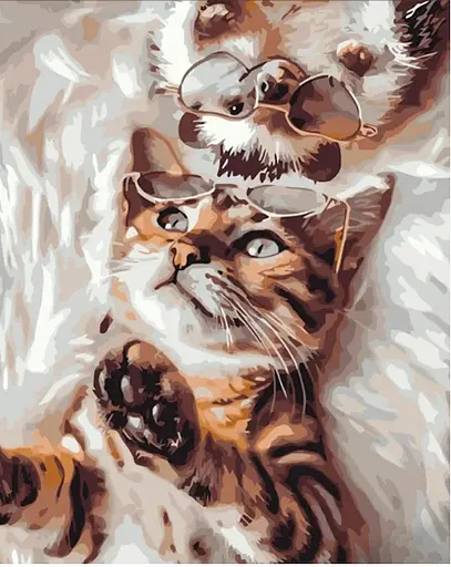 Набір для розпису по номерах Котик з їжачком, Strateg, 30x40 см, SS6765