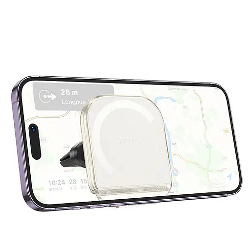 Автотримач Hoco H42 Crystal ring magnetic (air outlet) White - фото 2