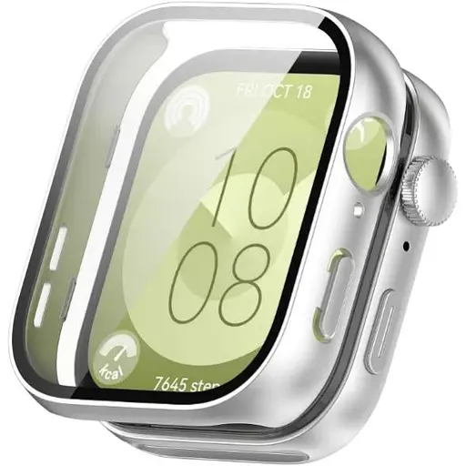 Чехол-накладка DK для Huawei Watch Fit 3 Пластик Gloss Стекло Full Cover (silver)